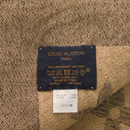 Louis Vuitton Monogram Giant Shawl Scarf Brown Cashmere Silk Mp2382