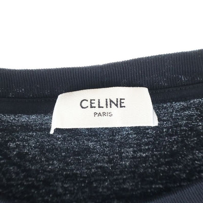 Celine Cotton Front Logo Print Short Sleeved T-Shirt Cut and Sewn Black