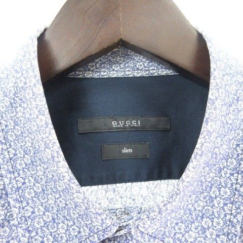 Gucci Shirt Slim Long Sleeves Floral Pattern Snap Buttons 40