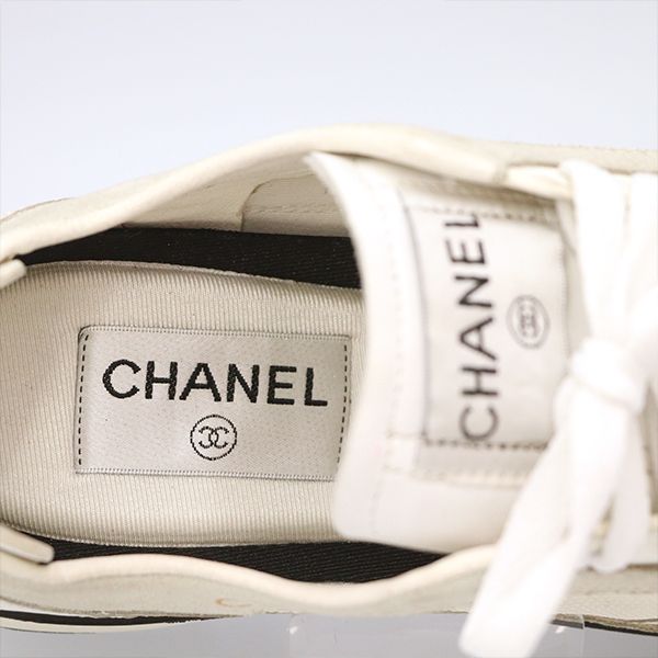 Chanel Low Cut Sneakers Leather White Gray Size 35 22.5cm (8.86in) Ladies