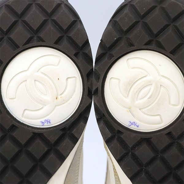 Chanel Low Cut Sneakers Leather White Gray Size 35 22.5cm (8.86in) Ladies