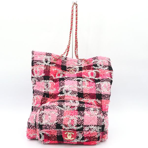 Chanel Pink and Other Tweed Coco Peach Tweed 2way Bag Ladies 40000018009037