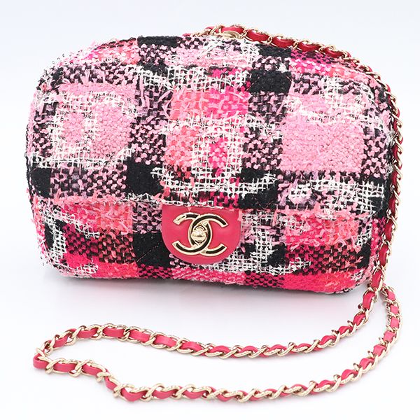 Chanel Pink and Other Tweed Coco Peach Tweed 2way Bag Ladies 40000018009037