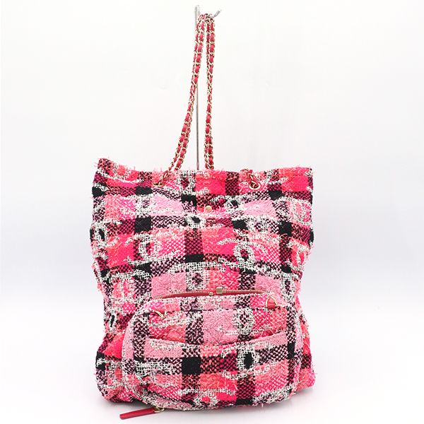 Chanel Pink and Other Tweed Coco Peach Tweed 2way Bag Ladies 40000018009037