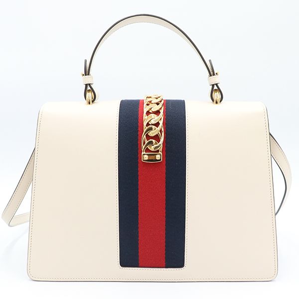 Gucci White Leather Sylvie Sherry Line 2way Handbag 431665 493075 400000180