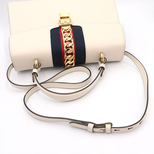 Gucci White Leather Sylvie Sherry Line 2way Handbag 431665 493075 400000180