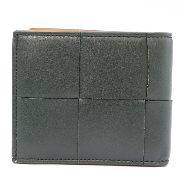 Bottega Veneta Dark Greenish and Orange Calfleather Maxi Intrecciato Cassette