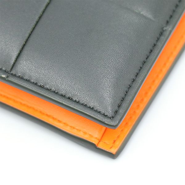 Bottega Veneta Dark Greenish and Orange Calfleather Maxi Intrecciato Cassette