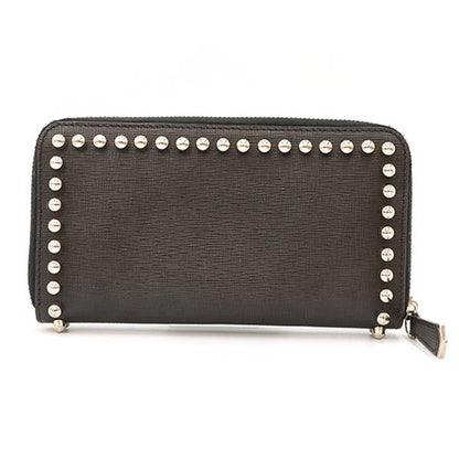 Fendi Black Leather Carlito Round Zipper Long Wallet Unisex 400001480160099