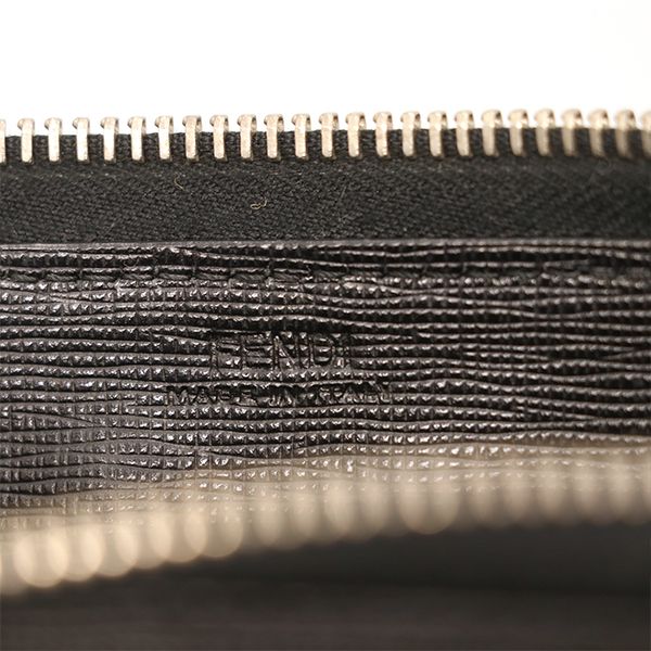 Fendi Black Leather Carlito Round Zipper Long Wallet Unisex 400001480160099