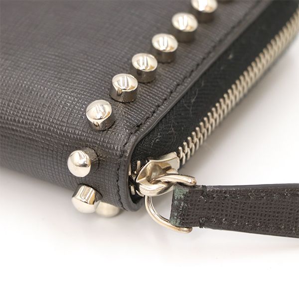 Fendi Black Leather Carlito Round Zipper Long Wallet Unisex 400001480160099