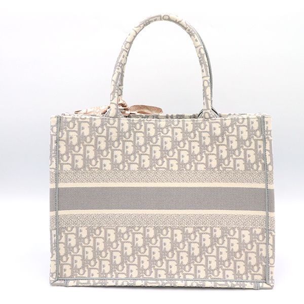 Christian Dior Ivoryish Gray Canvas Book Tote Bag with Medium Scarf 50-Ma-1223