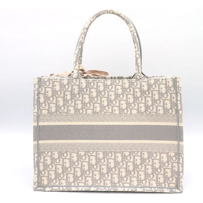 Christian Dior Ivoryish Gray Canvas Book Tote Bag with Medium Scarf 50-Ma-1223