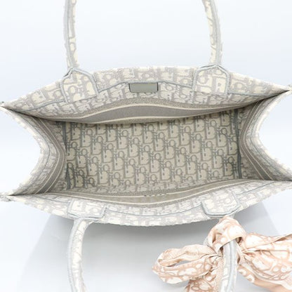 Christian Dior Ivoryish Gray Canvas Book Tote Bag with Medium Scarf 50-Ma-1223