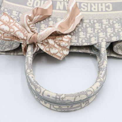 Christian Dior Ivoryish Gray Canvas Book Tote Bag with Medium Scarf 50-Ma-1223