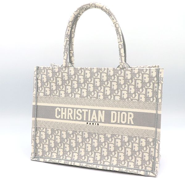 Christian Dior Ivoryish Gray Canvas Book Tote Bag with Medium Scarf 50-Ma-1223