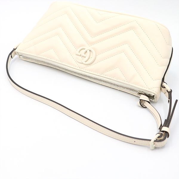 Gucci White Leather GG Marmont One Shoulder Bag 739166 Women's 400000180100