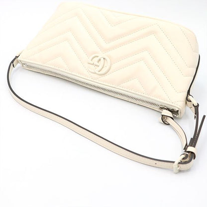 Gucci White Leather GG Marmont One Shoulder Bag 739166 Women's 400000180100