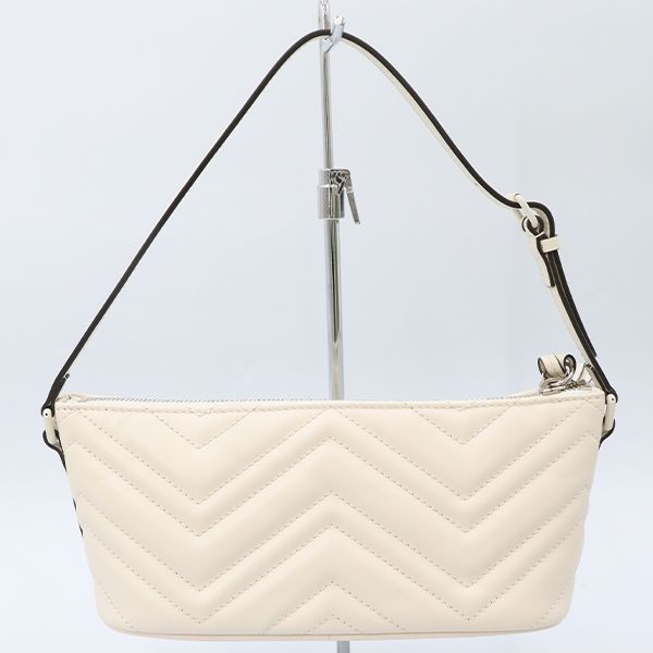 Gucci White Leather GG Marmont One Shoulder Bag 739166 Women's 400000180100