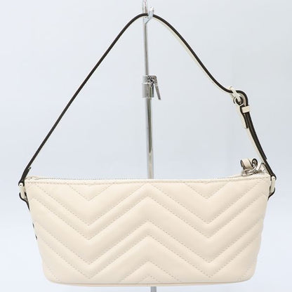 Gucci White Leather GG Marmont One Shoulder Bag 739166 Women's 400000180100