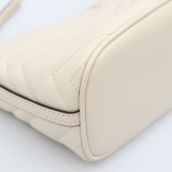 Gucci White Leather GG Marmont One Shoulder Bag 739166 Women's 400000180100