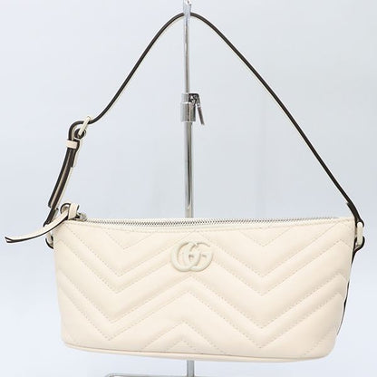 Gucci White Leather GG Marmont One Shoulder Bag 739166 Women's 400000180100