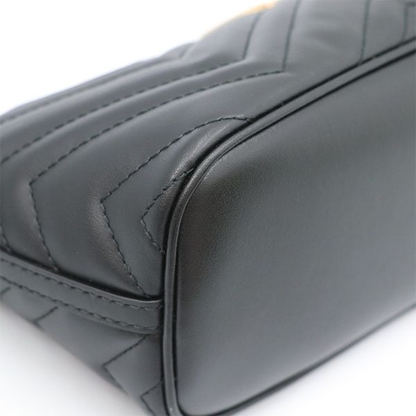 Gucci Black Leather GG Marmont One Shoulder Bag 739166 Women's 400000180100