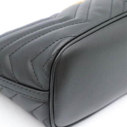 Gucci Black Leather GG Marmont One Shoulder Bag 739166 Women's 400000180100