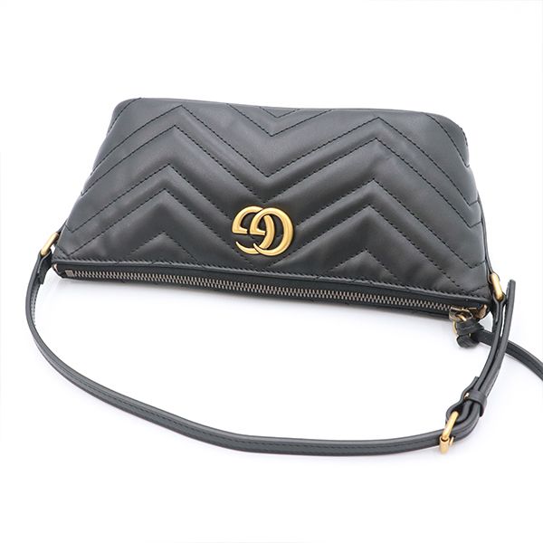 Gucci Black Leather GG Marmont One Shoulder Bag 739166 Women's 400000180100