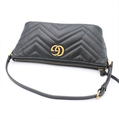 Gucci Black Leather GG Marmont One Shoulder Bag 739166 Women's 400000180100