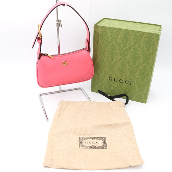 Gucci Pink Leather Aphrodite GG Marmont 739076 Shoulder Bag Women 400000180