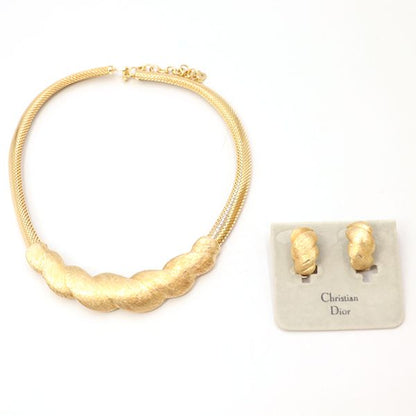 Christian Dior Vintage Necklace Earring Set Gold 4000060800900932