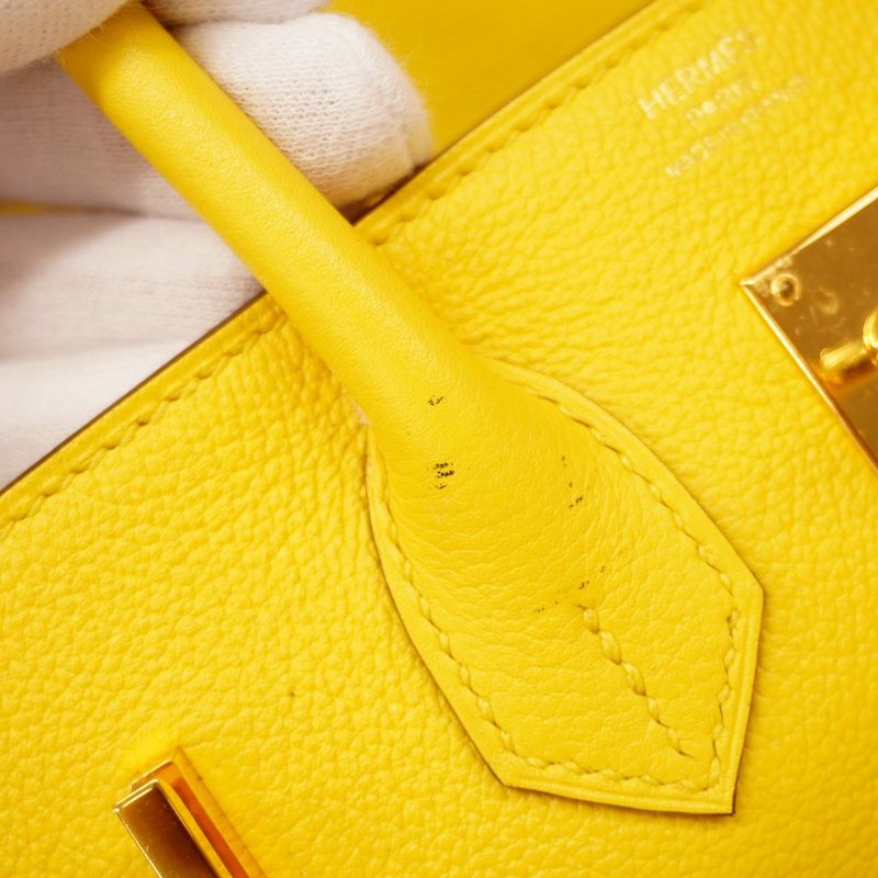 Hermes Handbag Birkin 25 Taurillon Novillon Novillo Jeanne Naples Gold Hardware