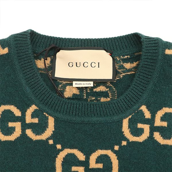 Gucci GG Jacquard Wool Knit Sweater 692900 100% Wool Size XS Men's