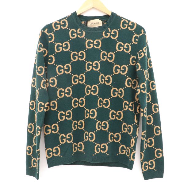 Gucci GG Jacquard Wool Knit Sweater 692900 100% Wool Size XS Men's