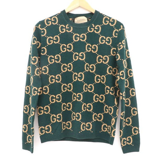 Gucci GG Jacquard Wool Knit Sweater 692900 100% Wool Size XS Men's