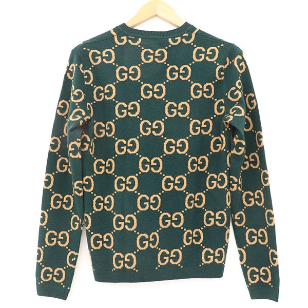 Gucci GG Jacquard Wool Knit Sweater 692900 100% Wool Size XS Men's