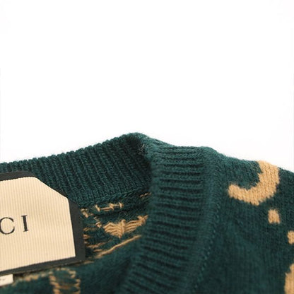Gucci GG Jacquard Wool Knit Sweater 692900 100% Wool Size XS Men's