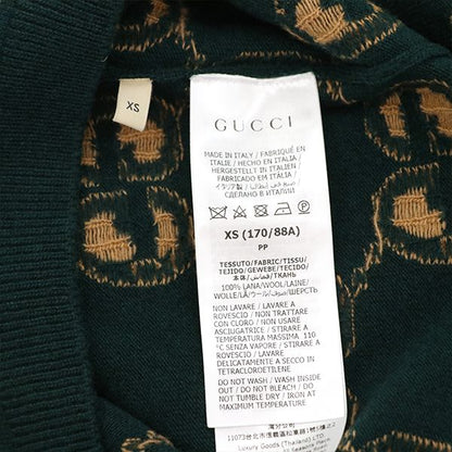 Gucci GG Jacquard Wool Knit Sweater 692900 100% Wool Size XS Men's