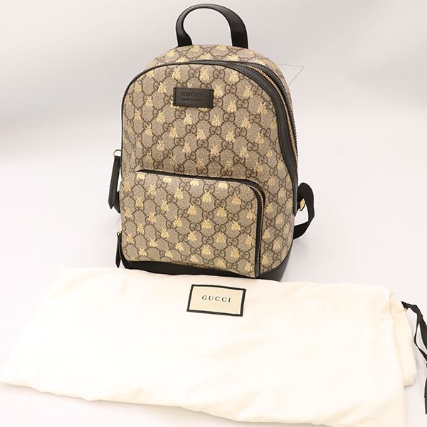 Gucci GG Supreme Bee Pvcleather 427042 Backpack Bag Women 4000001801703435