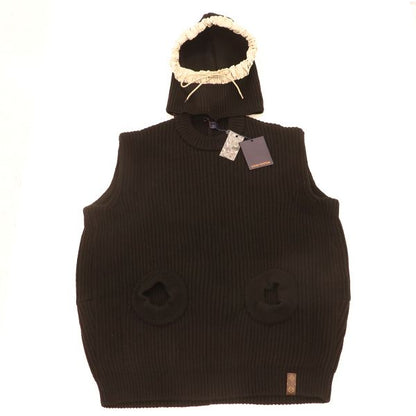Louis Vuitton Hooded Sleeveless Knit Vest Flkw83 Wool Cashmere and Others Black