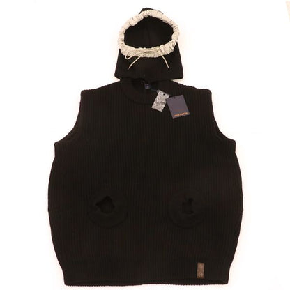 Louis Vuitton Hooded Sleeveless Knit Vest Flkw83 Wool Cashmere and Others Black