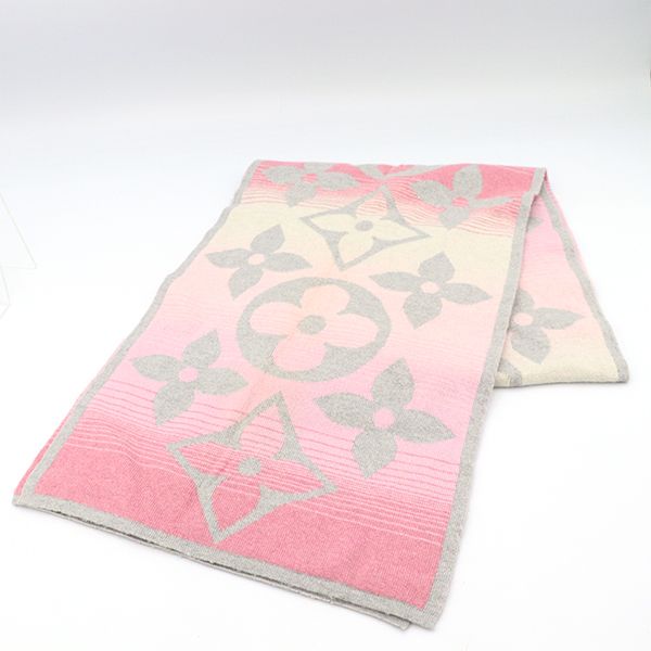 Louis Vuitton Monogram Sunset Echarpe Scarf M73053 Wool Etc Gray Pink