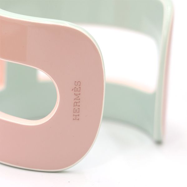 Hermes Lacquerwood Bangle Dull Baby Pink X Dull Blue Box Storage Bag