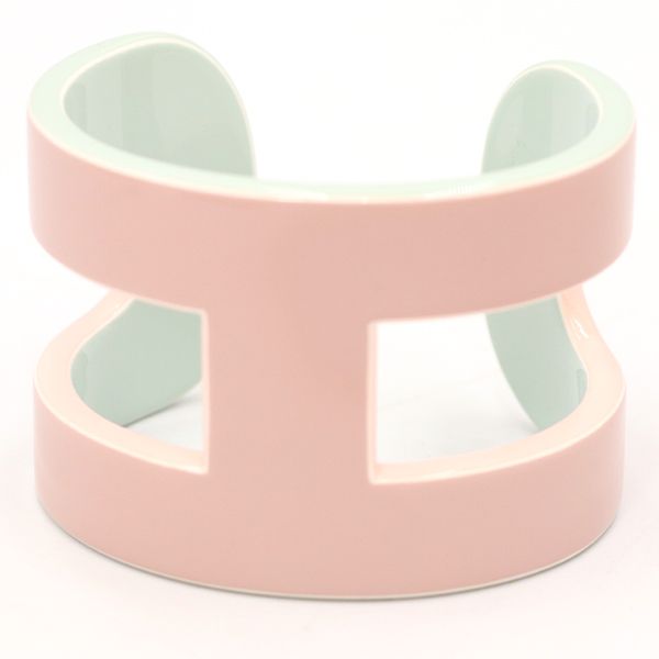 Hermes Lacquerwood Bangle Dull Baby Pink X Dull Blue Box Storage Bag