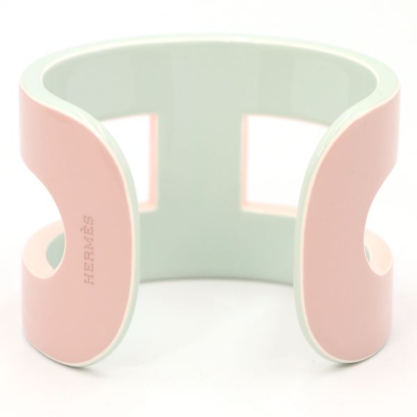 Hermes Lacquerwood Bangle Dull Baby Pink X Dull Blue Box Storage Bag