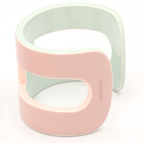Hermes Lacquerwood Bangle Dull Baby Pink X Dull Blue Box Storage Bag