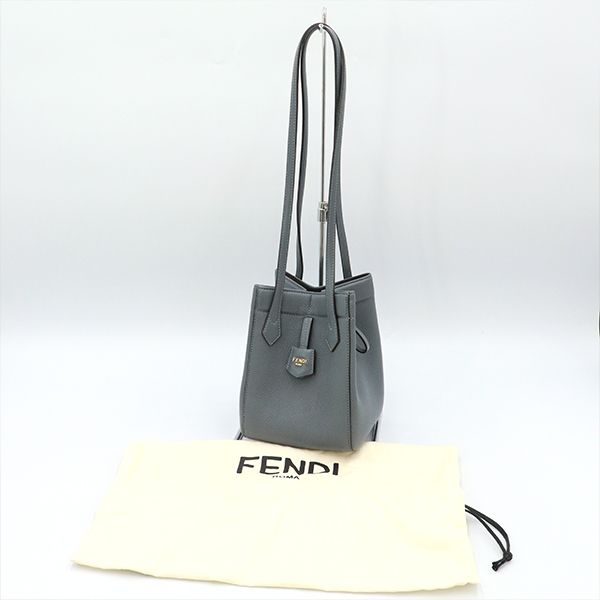 Fendi Blue Grey Leather Origami Mini Shoulder Bag 8bs083 Women 400000180090