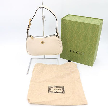 Gucci White Leather Aphrodite GG Marmont 739076 Shoulder Bag Women