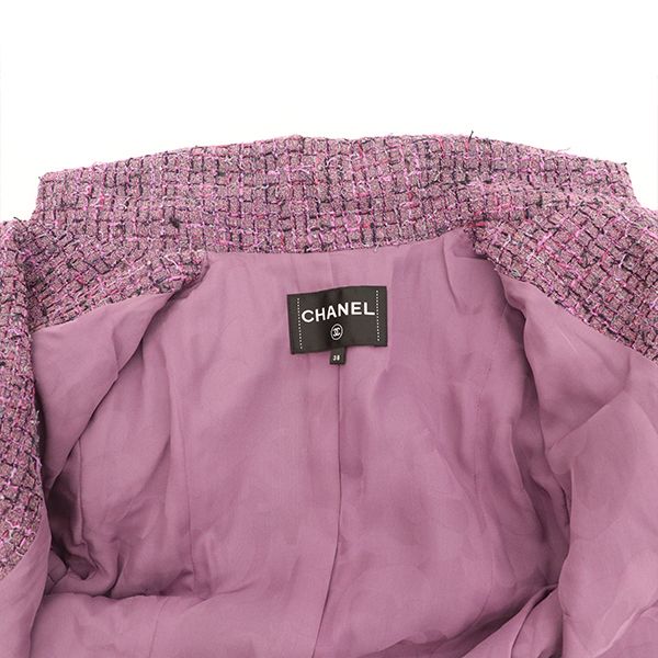 Chanel Tweed Jacket Silk Lined Pinkish Size 38 4000065800905448